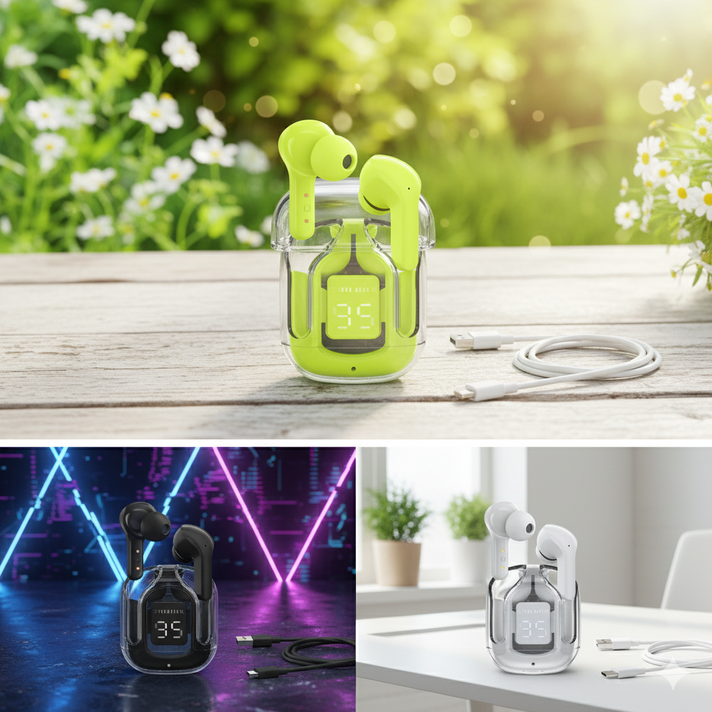 Ultrapods Pro True Wireless Earbuds with Display Transparent Design, Water Proof, Bluetooth 5.3