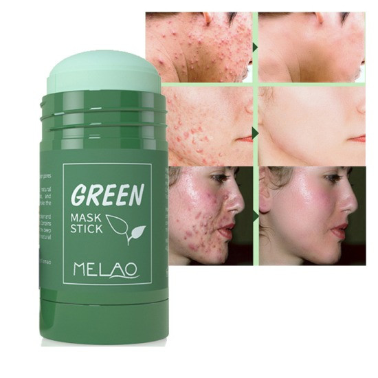 Melao Green Tea Solid Cleansing Face Mask Deep Moisturizing Hydrating Whitening Oil Control Anti Acne Pore Blackhead Remover Stick-40gm