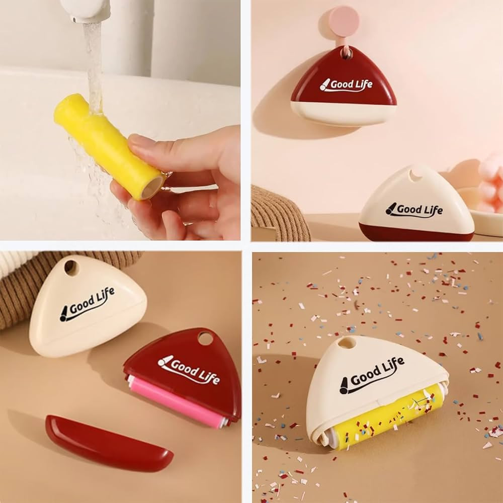 Good Life Portable Lint Remover, Washable Triangular Lint Roller for Clothes, Furniture, Pet Hair (1 Pair